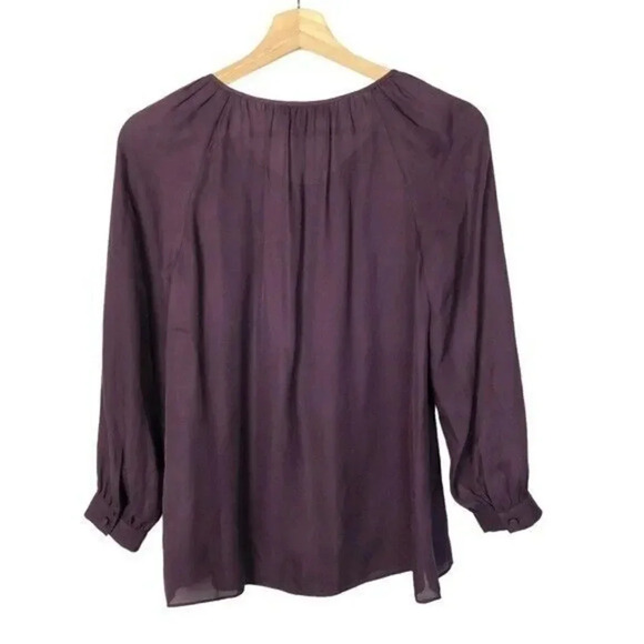 J. Crew Sosie Purple Silk Long Sleeve Blouse 2 - Picture 2 of 4